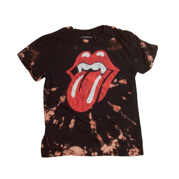 The Rolling Stones Tops - The Rolling Stones Rock Band Custom Dyed Graphic Tee